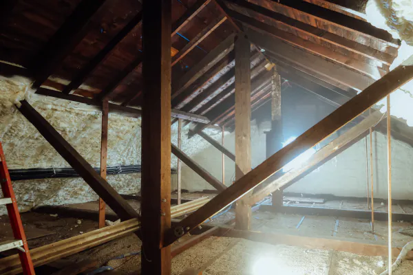 Completed spray foam roof deck in a Massachusetts attic